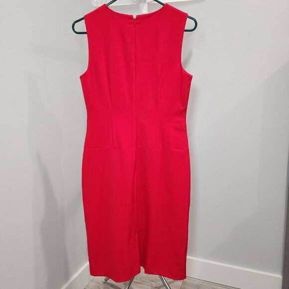 Calvin Klein Red Sheath Dress Zipper Front Sleeveless Size 6 Polyester Stretch - Picture 2 of 7